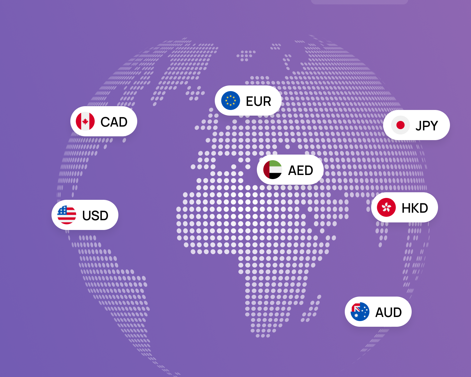FX Rate Engine — multi-currency world map